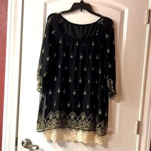 Long tunic could be worn as short dress. Size L  sheer with lining